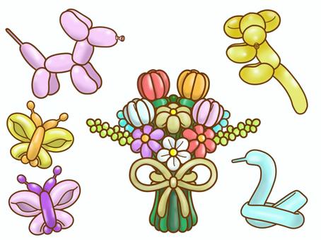 バルーンアート バルーンアート,風船,花束,蝶,水鳥,猿,犬,動物,イラストのイラスト素材