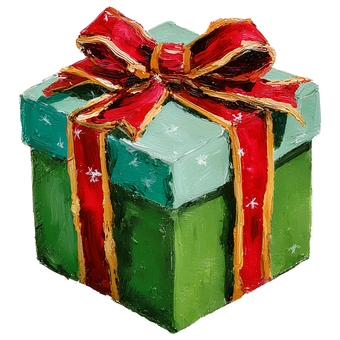 クリスマスプレゼントBOX プレゼント,箱,クリスマス,厚塗り,かわいい,装飾,ラッピング,12月,クリスマスカード,手描きのイラスト素材