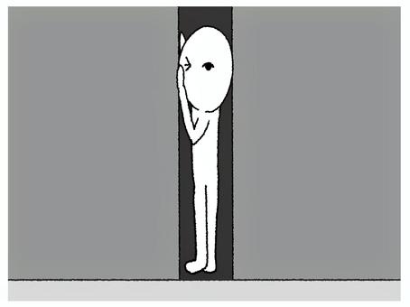 隙間 シルエット,隙間,暗闇,隠れる,入る,イメージ,pop調,手描き,素材,商用可のイラスト素材