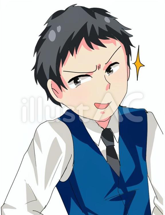 にやりとする男性 サラリーマン,仕事,スーツのイラスト素材