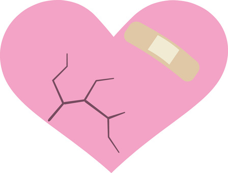 ハート傷つく　 ハート,傷つく,ヒビ,ばんそうこう,痛み,心,ダメージ,イメージのイラスト素材