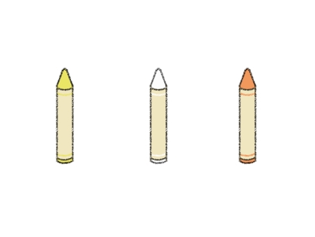 クレヨン(イエロー・ホワイト・オレンジ) クレヨン,文房具,学校,勉強,イエロー,ホワイト,オレンジ,手描きのイラスト素材