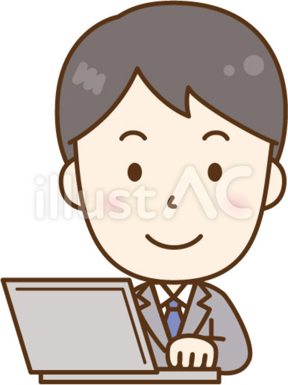PCを使うスーツの男性　グレー パソコン,スーツ,男性のイラスト素材
