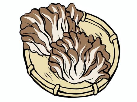 まいたけ　ザル入り まいたけ,舞茸,きのこ,茸,食材,手描き,筆ペン,秋のイラスト素材