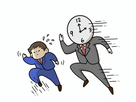 時間に追われるサラリーマン 時間,制限時間,タイムリミット,やばい,時計,追われる,ギリギリ,締め切り,期限,急ぐのイラスト素材
