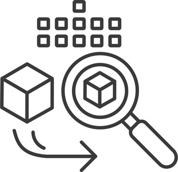 ビッグデータ分析のアイコン ビッグデータ,データ分析,アイコン,ピクトグラム,線画,ビジネス,テクノロジー,リサーチ,解析,デジタルのイラスト素材