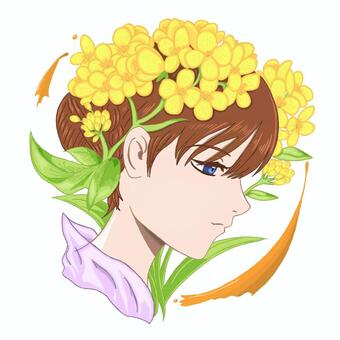 菜の花 菜,菜の花,菜の花キャラクター,菜の花擬人化,女のイラスト素材