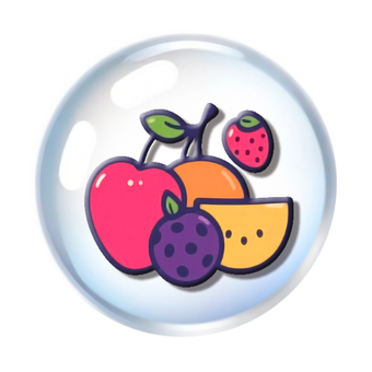 フルーツデザインの球体のアイコン画像素材 球体,フルーツ,デザイン,果物,柄,模様,テクスチャ,水晶,クリスタル,ガラス玉のイラスト素材