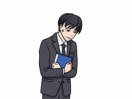 仕事に失敗して落ち込むスーツ姿の男性 仕事,失敗,スーツ,男性,落ち込む,ビジネス,緊張,自信がない,怒られた,反省のイラスト素材