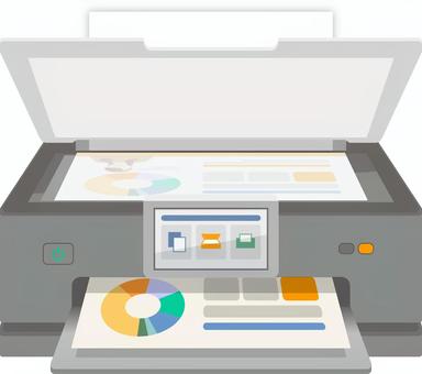 家庭用コピー機のイラスト プリンター,複合機,スキャナー,コピー,カラーコピー,白黒コピー,モノクロ,印刷,家庭用,インクジェットのイラスト素材