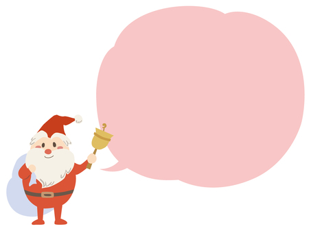 ベルを持つサンタ　吹出ピンク サンタ,サンタクロース,クリスマス,ベル,吹き出し,吹出,フキダシ,かわいい,おしゃれ,ほのぼののイラスト素材