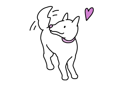 ご主人を見つめる犬さん 犬,いぬ,ペット,動物,かわいい,シンプル,手描き,白,線画,好きのイラスト素材