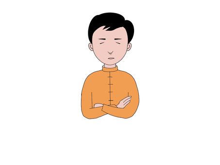 眠る七三の少年 眠る七三の少年 眠る,目をつぶる,瞑想,七三,髪型,少年,男の子,中国服のイラスト素材