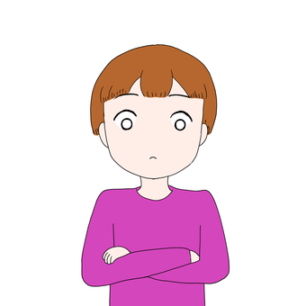 腕組をする人3 人物,挿絵,手描き,ゆるい,かわいい,腕組み,腕を組む,白背景,人間,紫のイラスト素材