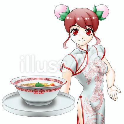 ラーメン屋チャイナドレス2半袖:白