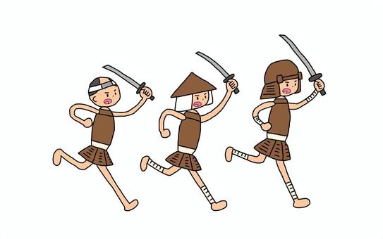 襲撃する野武士たち 野武士,野伏,雑兵,侍,武士,武者,浪人,一揆衆,野盗,盗賊のイラスト素材