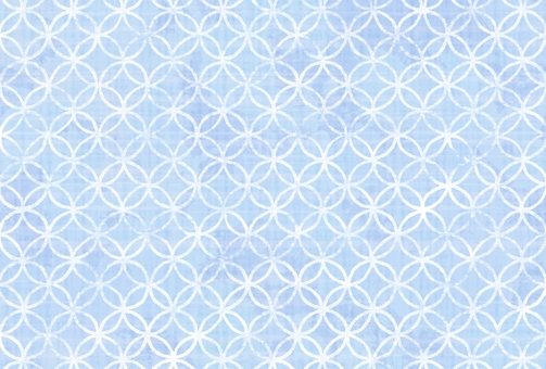 和柄ポストカード七宝柄青 和柄,七宝紋様,七宝模様,七宝つなぎ,はがき,ポストカード,青色,背景,水彩,手描きのイラスト素材