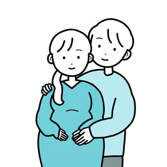 シンプル妊娠夫婦（b） シンプル,妊娠,妊婦,人,女,男,夫婦,カップル,妻,夫のイラスト素材