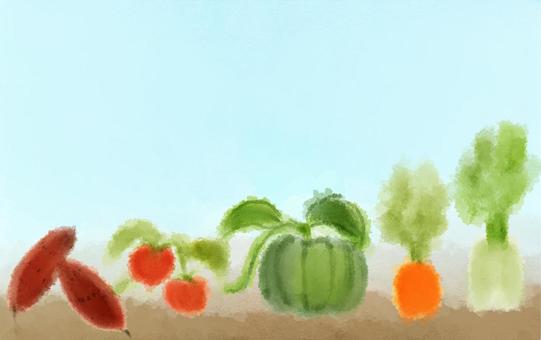 Illustration, vegetables, field, card, 