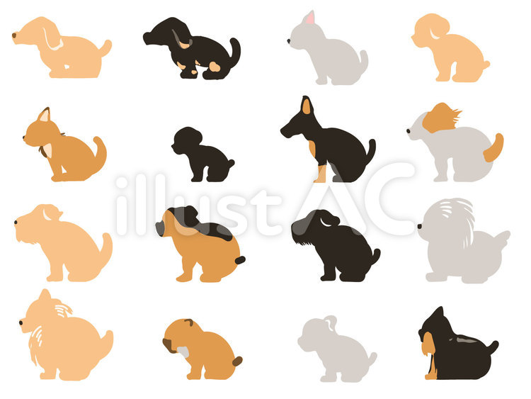 犬セット 小型犬 お座りポーズイラスト No 無料イラストなら イラストac
