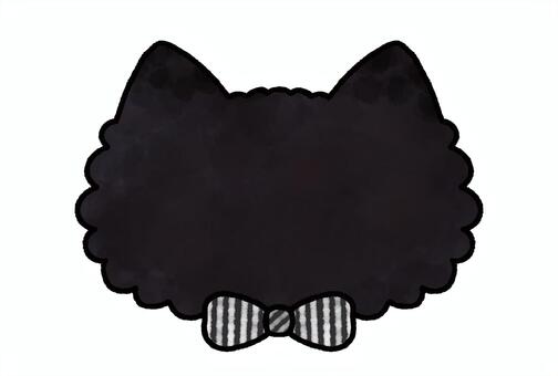 蝶ネクタイをした黒猫のフレーム ねこ,かわいい,手描き,動物,枠,黒,蝶ネクタイのイラスト素材