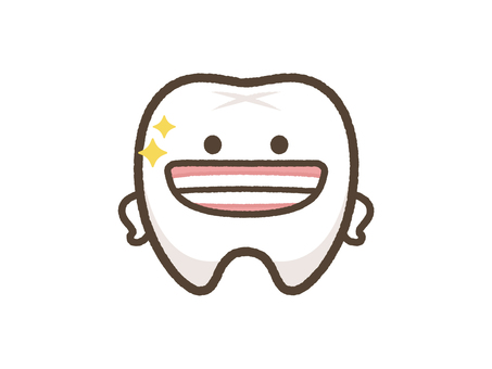 歯を見せて笑う歯のキャラクター 歯,歯医者,キャラクター,きれい,健康,虫歯,歯茎,ホワイトニング,白い,歯周病のイラスト素材
