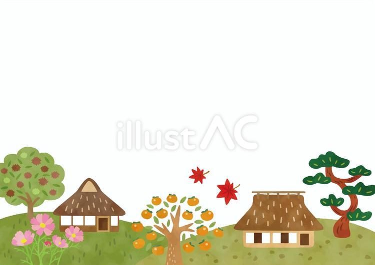背景　秋の風景　水彩 秋,背景,紅葉のイラスト素材