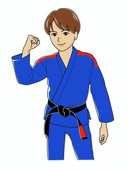 ブラジリアン柔術01黒帯 ブラジリアン柔術,柔術,柔道,道着,黒帯,武道,スポーツ,男性,ガッツポーズのイラスト素材