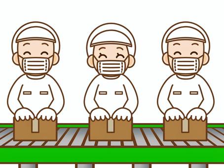 Employees working on the assembly line with a smile_Vector, , JPG, PNG and AI