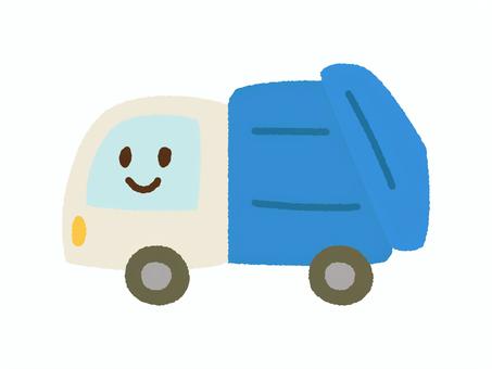 くるま_顔あり手描き_ゴミ収集車 車,ゴミ収集車,清掃,回収,ゴミ,自動車,乗り物,かわいい,シンプル,手描きのイラスト素材