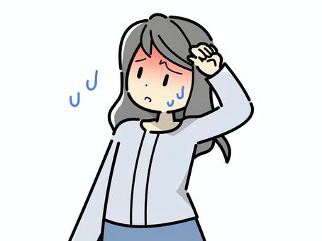 額に手を当て暑がる女性 上半身,女性,暑い,１０代,２０代,３０代,若い,女の子,お姉さん,お母さんのイラスト素材