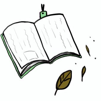 本 本 本,しおり,落ち葉,小説,読書,読書の秋,秋のイラスト素材