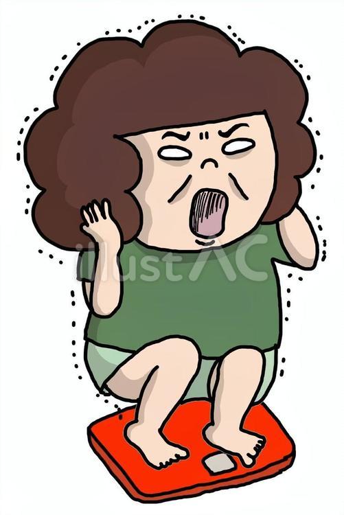 体重計で震える女性 体重計,女性,太ったのイラスト素材