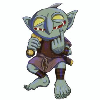 ゴブリン　革鎧　シミター　挑発 trpg,ゴブリン,モンスター,立ち絵,コマ,ファンタジー,敵のイラスト素材
