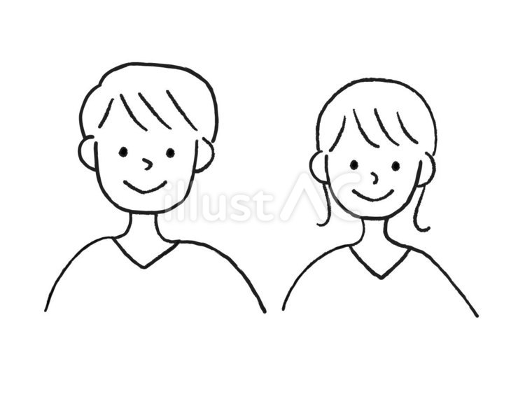 手描きの男女 男性,女性,手描きのイラスト素材
