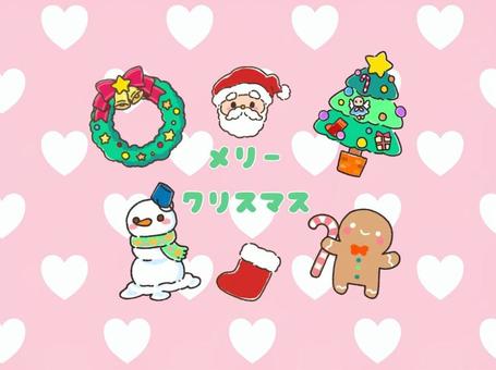 メリークリスマス！12月のイベントセット クリスマス,12月,サンタクロース,クリスマスツリー,リース,雪だるま,長靴,靴下,クッキー,ジンジャーブレッドのイラスト素材