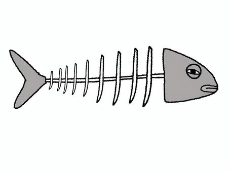 不思議な魚 魚,不思議,骨,可愛い,pop調,手描き,挿絵,ワンポイント,素材,商用可のイラスト素材