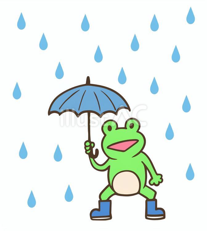 雨の中、傘を刺すカエル 雨,カエル,傘のイラスト素材