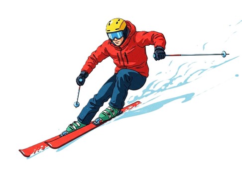 スキーを楽しむ男性のイラスト