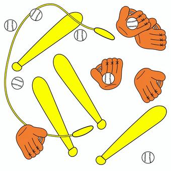 散らかった野球道具となわとび バット,野球,グローブ,ボール,ベースボール,部活,道具,球技,少年野球,草野球のイラスト素材