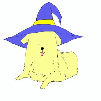 魔女帽子を被った犬 魔女帽子,犬,かわいい,動物,ハロウィンのイラスト素材