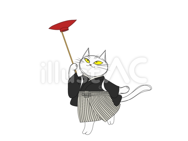 皿まわし ねこ,白猫,皿まわしのイラスト素材