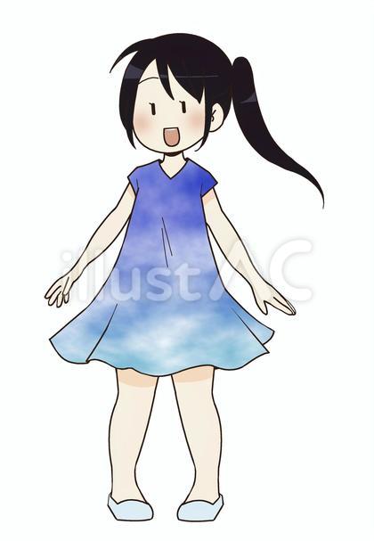 青空のワンピースを着た女の子