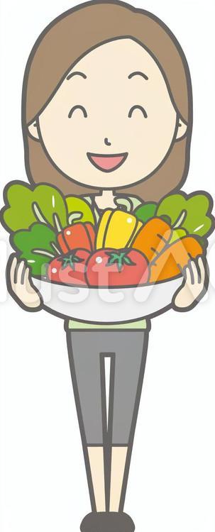 私服OL-野菜-全身 シンプル,かわいい,olのイラスト素材