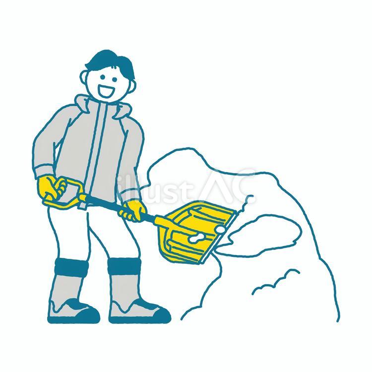 雪かきをする男性 人物,大人,男性のイラスト素材