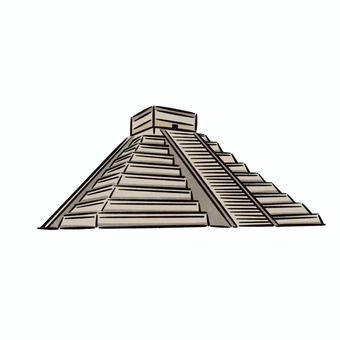 古代都市チチェンイッツァ 古代都市チチェンイッツァ,世界遺産,文化遺産,手書き,遺産のイラスト素材