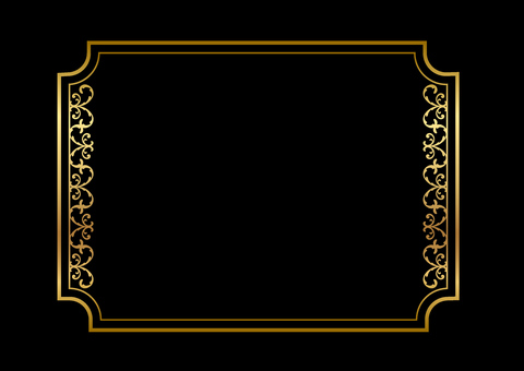 エレガンスフレーム角丸①金　黒背景 エレガント,フレーム,飾り枠,角丸,クラシック,デコレーション,葉,ボタニカル,グラフィック,アンティークのイラスト素材