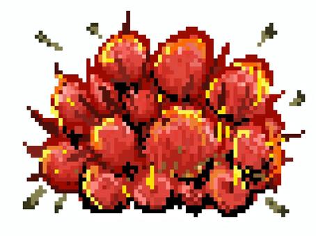 Illustration, dot picture, explosion, pixel art, 