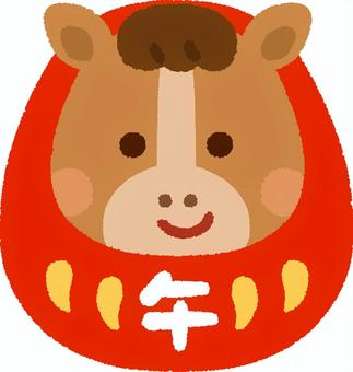 馬の達磨_午 馬,達磨,干支,十二支,午,置物,縁起物,正月,動物のイラスト素材