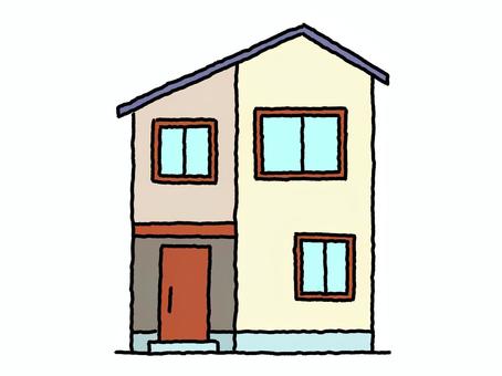 一戸建住宅 一戸建住宅 一戸建て,2階建て,住宅,家,線画,シンプル,手描きのイラスト素材